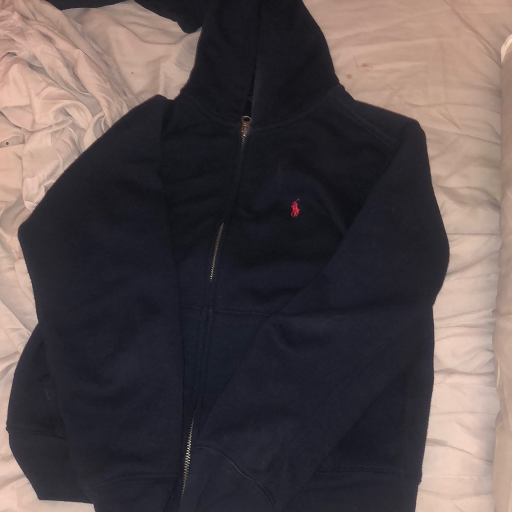 Brand new polo hoodie in navy blue size medium